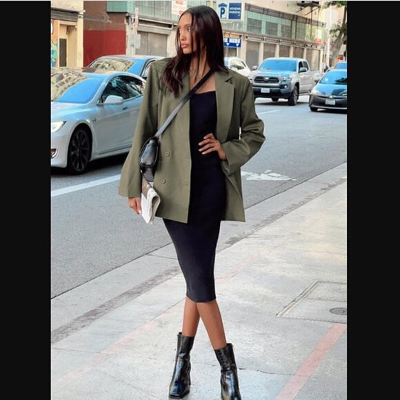 Princess Polly Lioness La Quinta Green Khaki Oversized Double Breasted Blazer XL - Picture 8 of 12